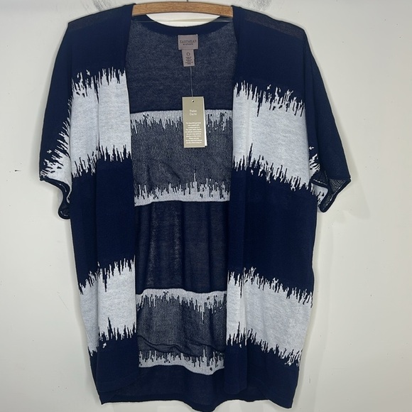 NWT CHICO’S Static Wave Kadie Cardi Jacket Midnight Blue White Size 0 Small - Picture 14 of 14